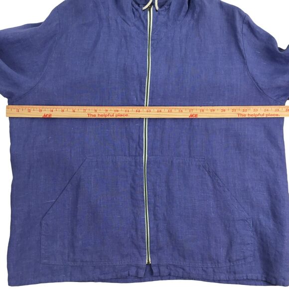FLAX Lithuanian Linen Hoodie Jacket Wmn M Periwinkle Full Zip Lagenlook BOHO NWT - Picture 15 of 16
